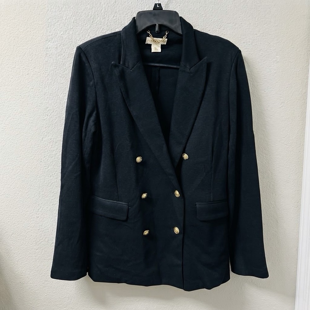 Cynthia Rowley Women's Blazer Size L Blue Double Breasted Gold Button Jacket